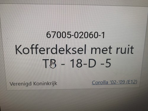 Kofferdeksel met ruit