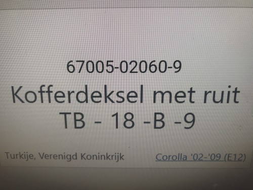 Kofferdeksel met ruit