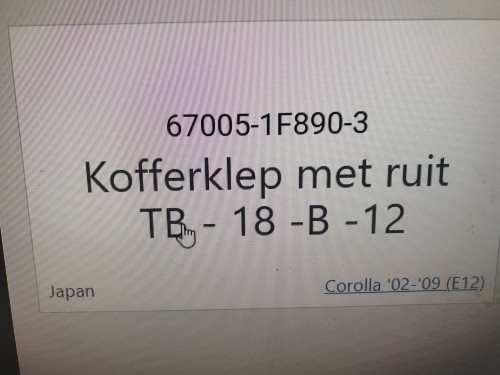 Kofferklep met ruit