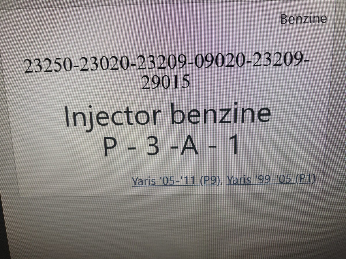 Injector benzine