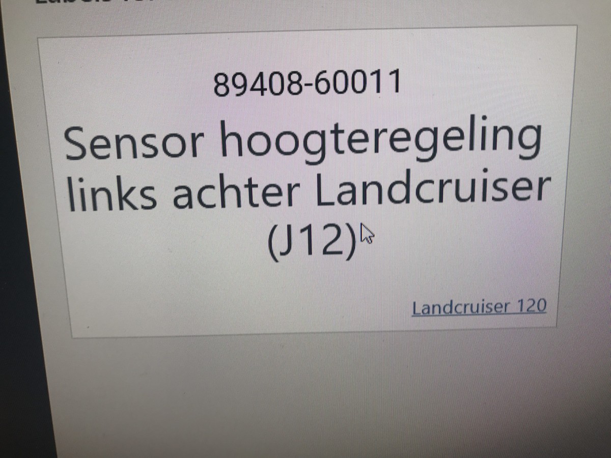 Sensor hoogteregeling links achter Landcruiser (J12)