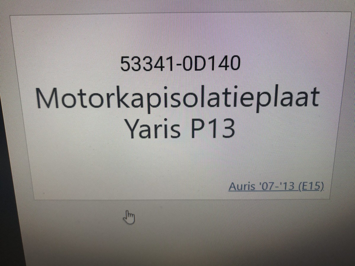 Motorkapisolatieplaat Yaris P13