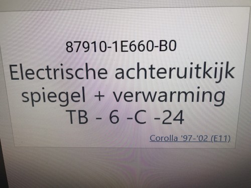 Electrische achteruitkijk spiegel + verwarming