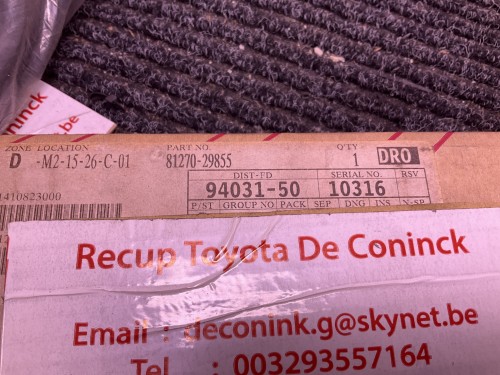 Kentekenverlichting - handvat Hiace 1984-1987